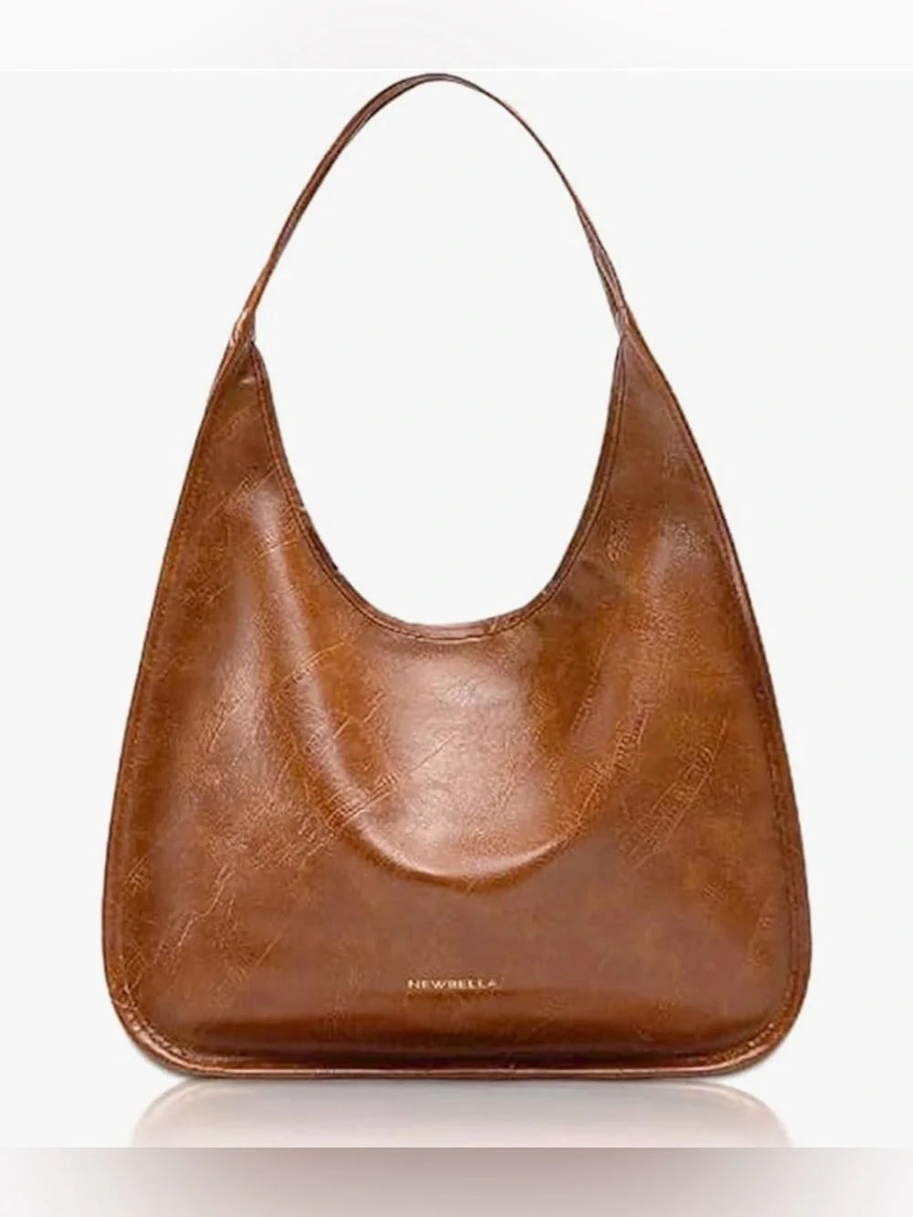 NEWBELLA Brown Embossed Vegan Leather Slouchy Hobo Shoulder Bag